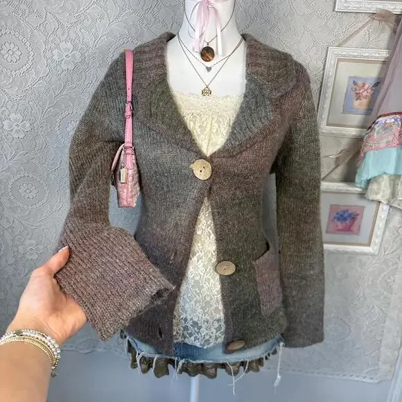 vintage cozy multi colored layering cardigan - Picture 2 of 7